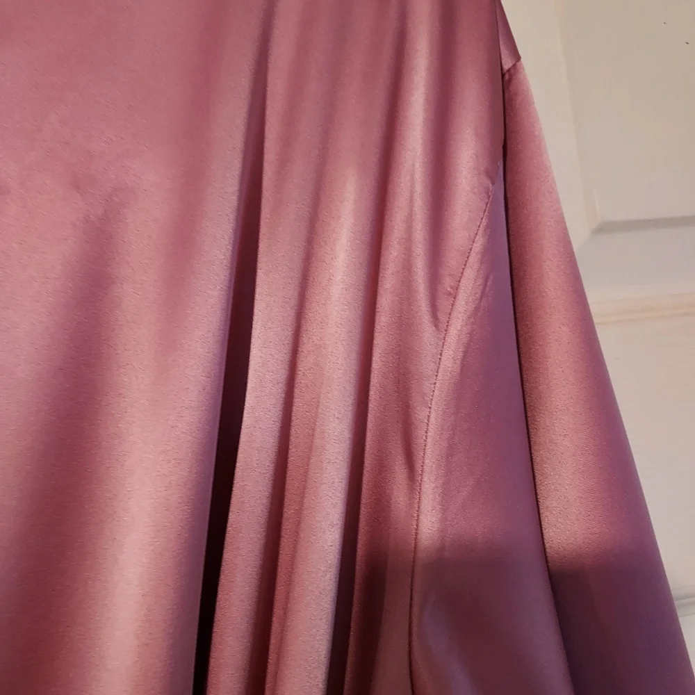 Womens One Size Robe Kimono Rose Mauve Bell Sleeve Lace Trim Belt Glam